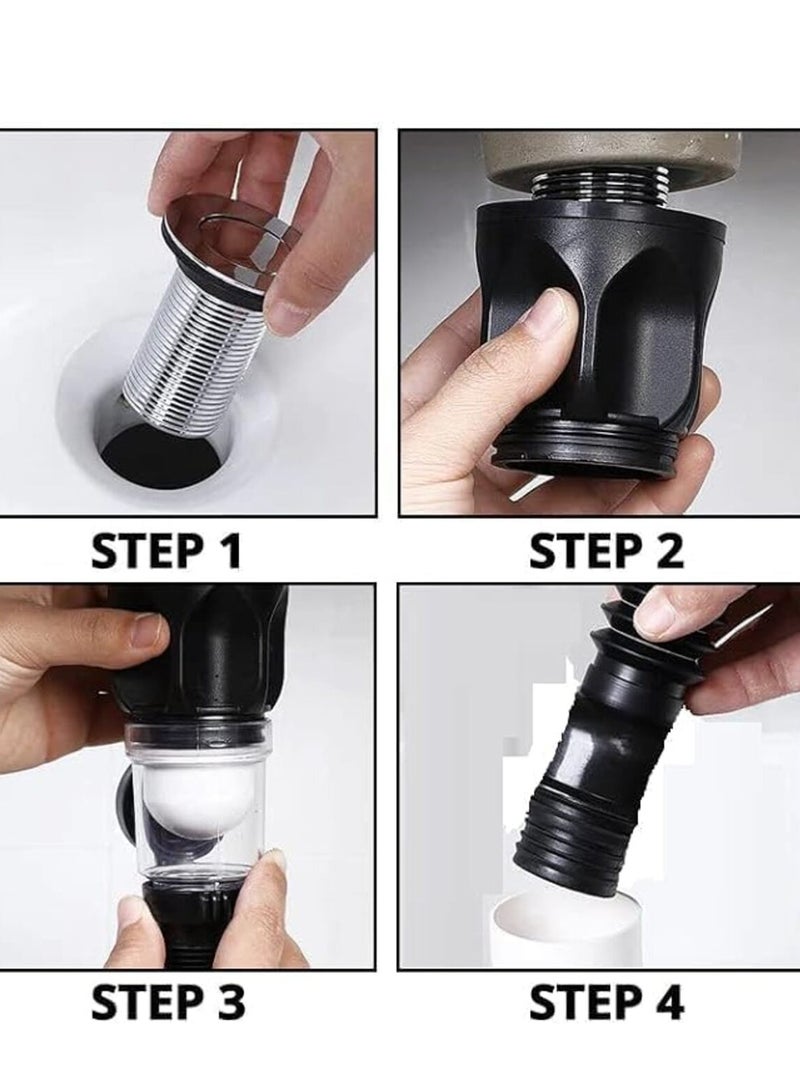 DIOTTI Bathroom Sink Drain Kit,Bathroom Sink Drain Pipe Replacement Pop Up Drain with Built-in Anti-clogging Stopper anti clogging pop-up drain plug suitable for most sink pipes with anti odor design(Black) - Image 5