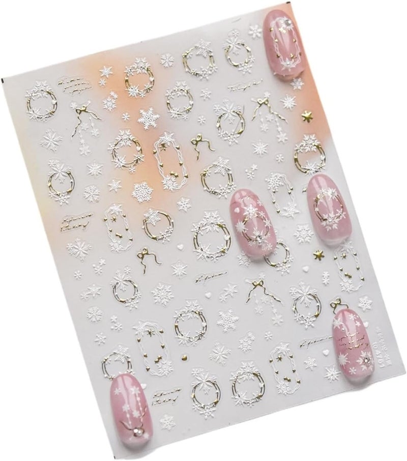 3pc 5D Color Crystal Star Nail Stickers - Shiny Silver Hollow Rainbow Flower Jelly Design(16) - Image 2