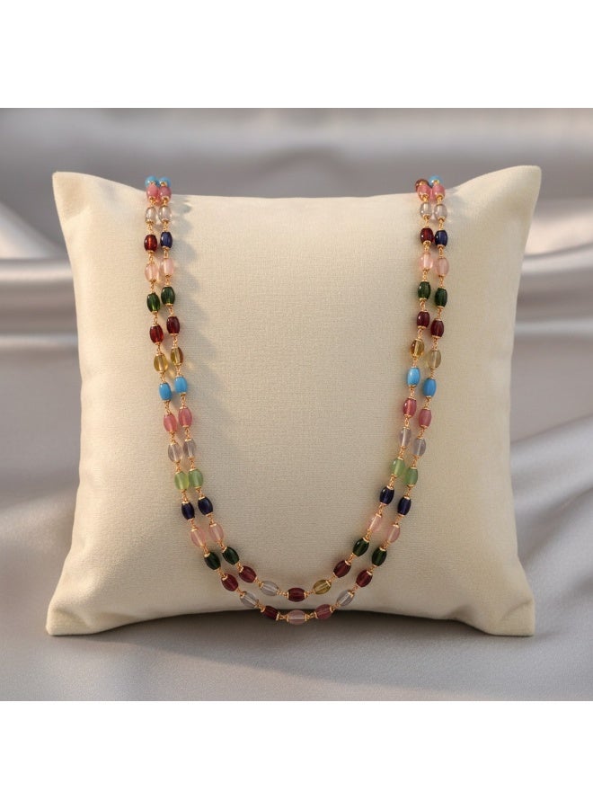 Pretty Precious Cubic Zirconia Mala Necklace for Women | Elegant CZ Beaded Long Necklace | Sparkling Fashion Jewellery for Parties & Special Occasions - Image 1