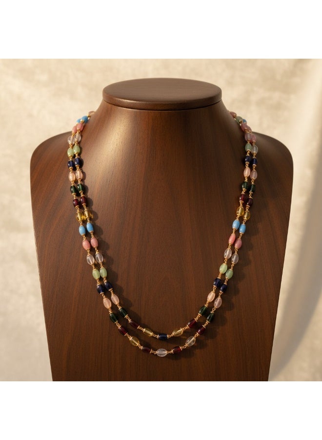 Pretty Precious Cubic Zirconia Mala Necklace for Women | Elegant CZ Beaded Long Necklace | Sparkling Fashion Jewellery for Parties & Special Occasions - Image 4