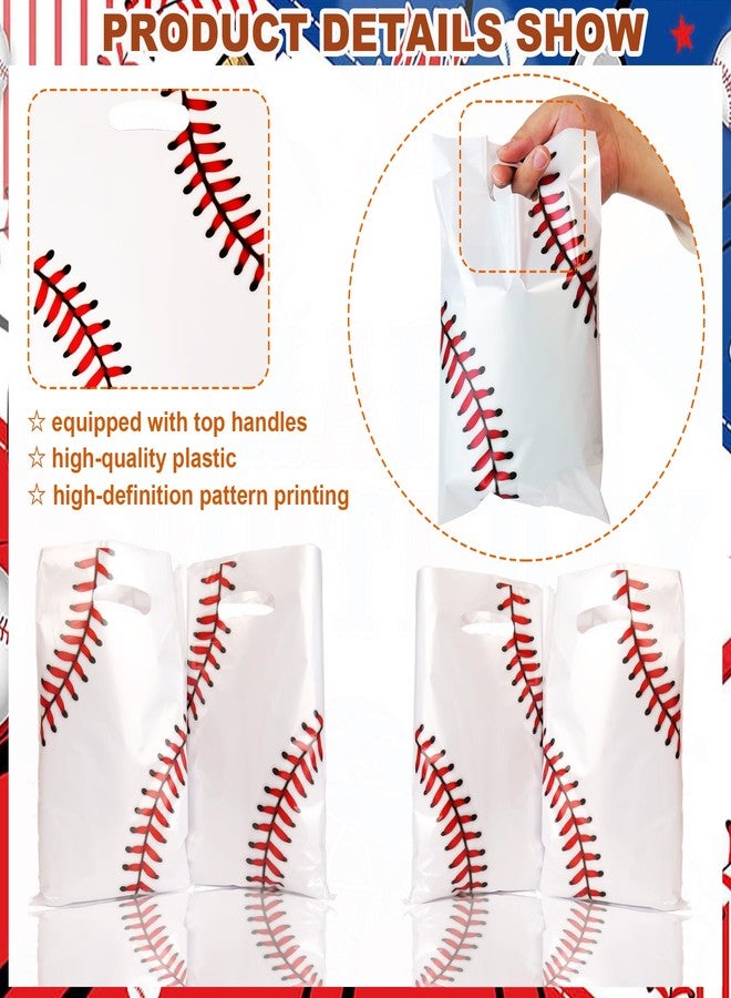HEPAPATE 40Pcs Baseball Party Favors Bag,Baseball Treat Candy Bags with Handle,Baseball Sport Theme Gift Bags for Team Birthday Party Decorations Supplies（white） - Image 3