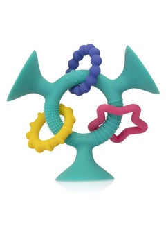Nuby Silly Three Prong Interactive Suction Toy With Colorful Rings Aqua  - Image 2