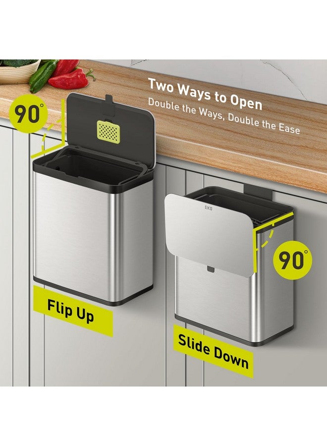 EKO EKO Kitchen Compost Bin, 7L / 1.85 Gal Stainless Steel with Removable Inner Bucket and Deodorizer Compartment, 2-in-1 Countertop Compost Bin with Lid, Food Waste Caddy for Kitchen (MMT & Black Finish)  - Image 4