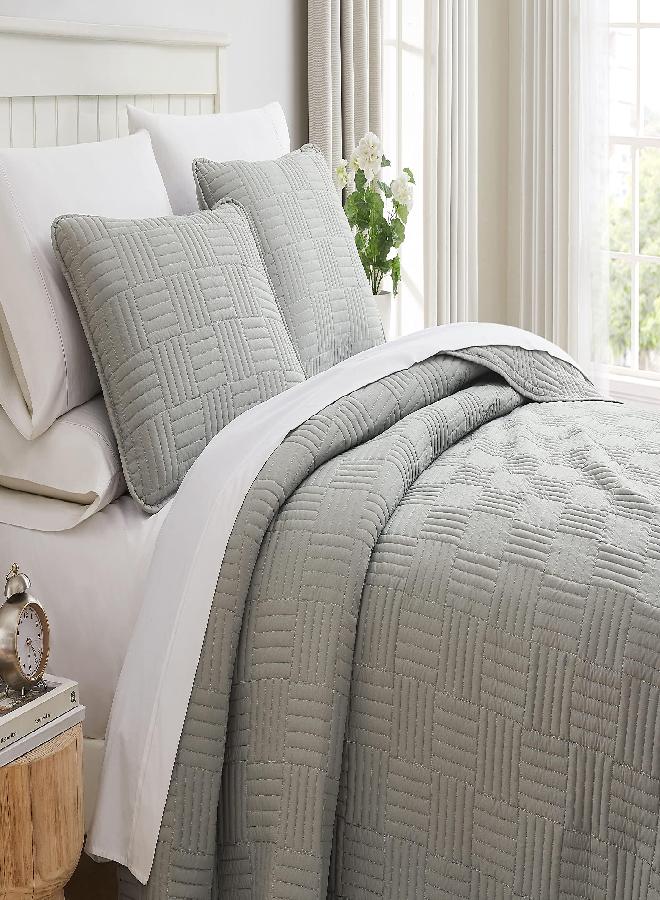 HOMBYS طقم لحاف ملكي كبير مكون من 3 قطع من هومبيس 128x120 قابل للعكس خفيف الوزن غطاء صيفي (سوبر كين بلس(128x120)، زيتوني) - Image 2