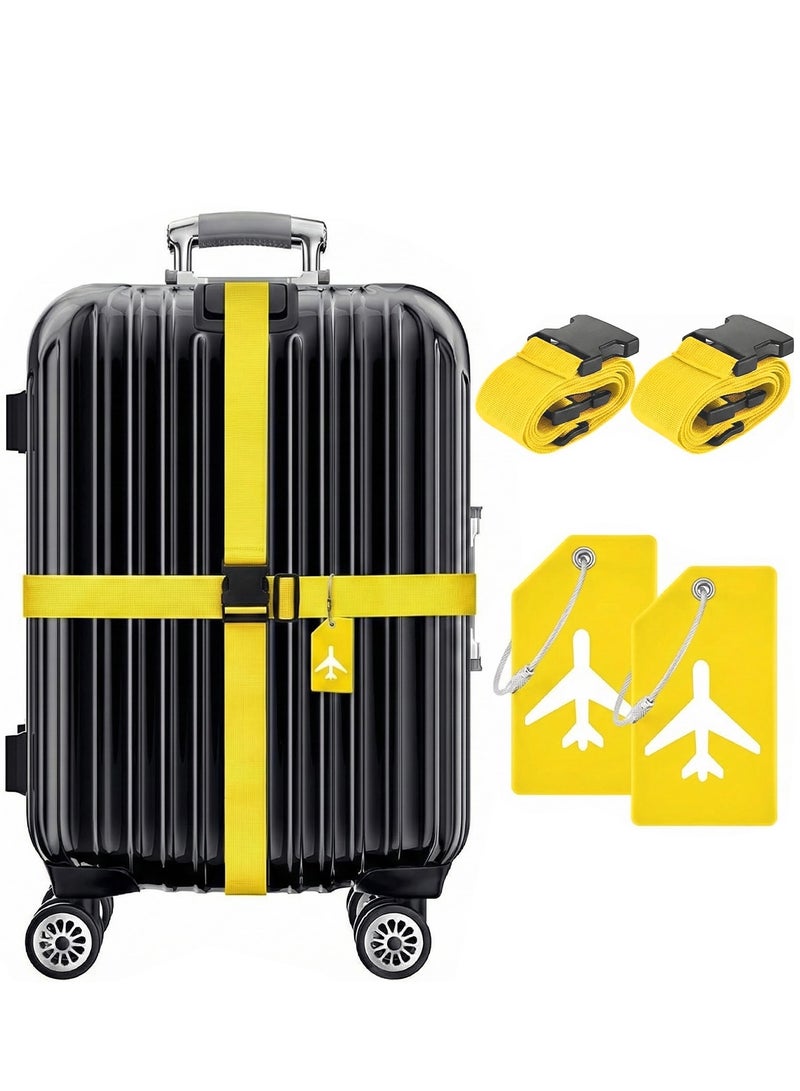 2-Pack Add A Bag Luggage Strap, Adjustable Suitcase Belt, Luggage Connector [Black