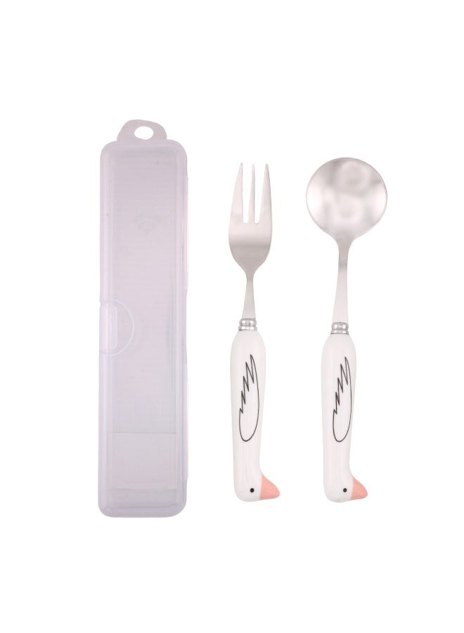 BrainGiggles Kids Cutlery Set with Case, Round Edge Stainless Steel Tableware with BPA Free Cute Handles, Children Spoon & Fork Cutlery Set for Lunch Box|Children Flatware (1, PINK) - Image 1