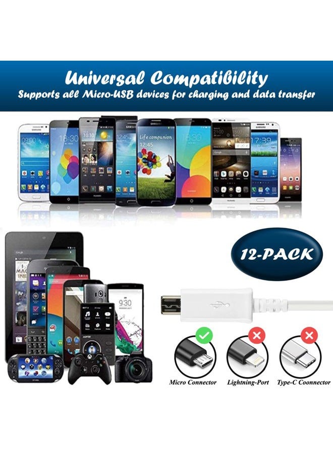 tekSonic [12-Pack Micro USB Cable Multi Pack Bulk Lot - 1 M/3.3 ft Charging Data Sync Fast Micro USB to USB A Cord for Samsung Galaxy S7 S6 Edge J7 S5,Note 5 4,LG 4 K40 K20,Kindle,PS4,Xbox,Tablet - Image 5