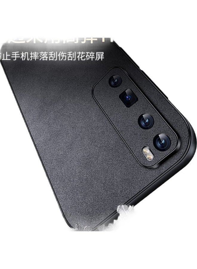 Shangsu, Suitable For Huawei Nova 7 Pro Phone Case, Nova 7 Pro Protective Cover, Shockproof, Full Lens Protection, Soft Shell, Simple Luxury Lambskin Outer Case, For Women And Men, Leather Case, Black - Image 2