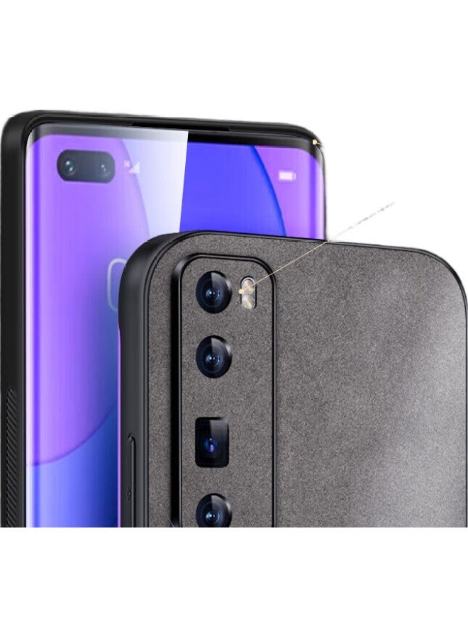 Shangsu, Suitable For Huawei Nova 7 Pro Phone Case, Nova 7 Pro Protective Cover, Shockproof, Full Lens Protection, Soft Shell, Simple Luxury Lambskin Outer Case, For Women And Men, Leather Case, Black - Image 3