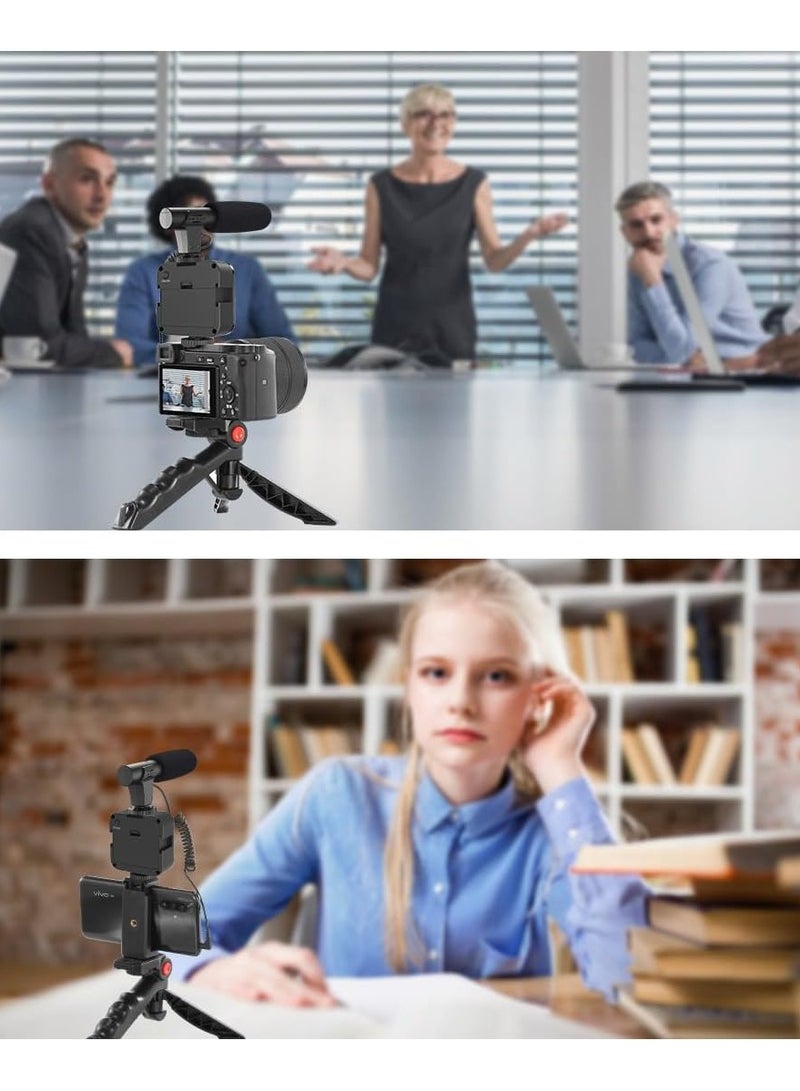 SURPN SURPN Vlogging Kit for iPhone, Android (With Tripod), with Mini LED Video Light + Cardioid Microphone + Phone Clip + Tripod for Live Broadcasting, Video...  - Image 3