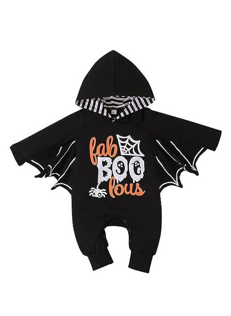 Brain Giggles Newborn Baby Boy Cosplay Clothes Infant design with 'fab BOO lous' text Long Sleeve Costume Hoodie Romper Jumpsuits Outfit (3-6 months) - Image 1