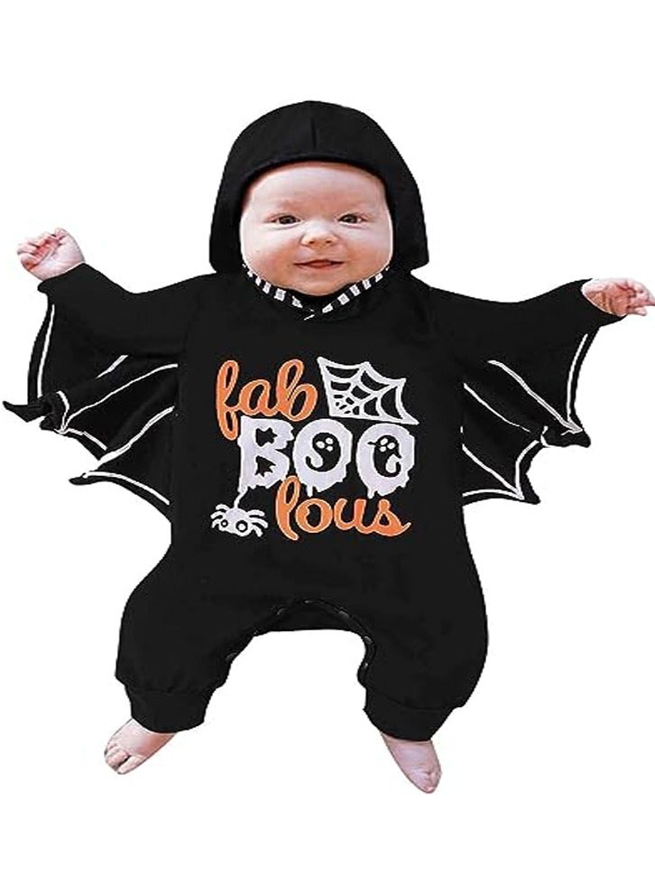 Brain Giggles Newborn Baby Boy Cosplay Clothes Infant design with 'fab BOO lous' text Long Sleeve Costume Hoodie Romper Jumpsuits Outfit (3-6 months) - Image 2