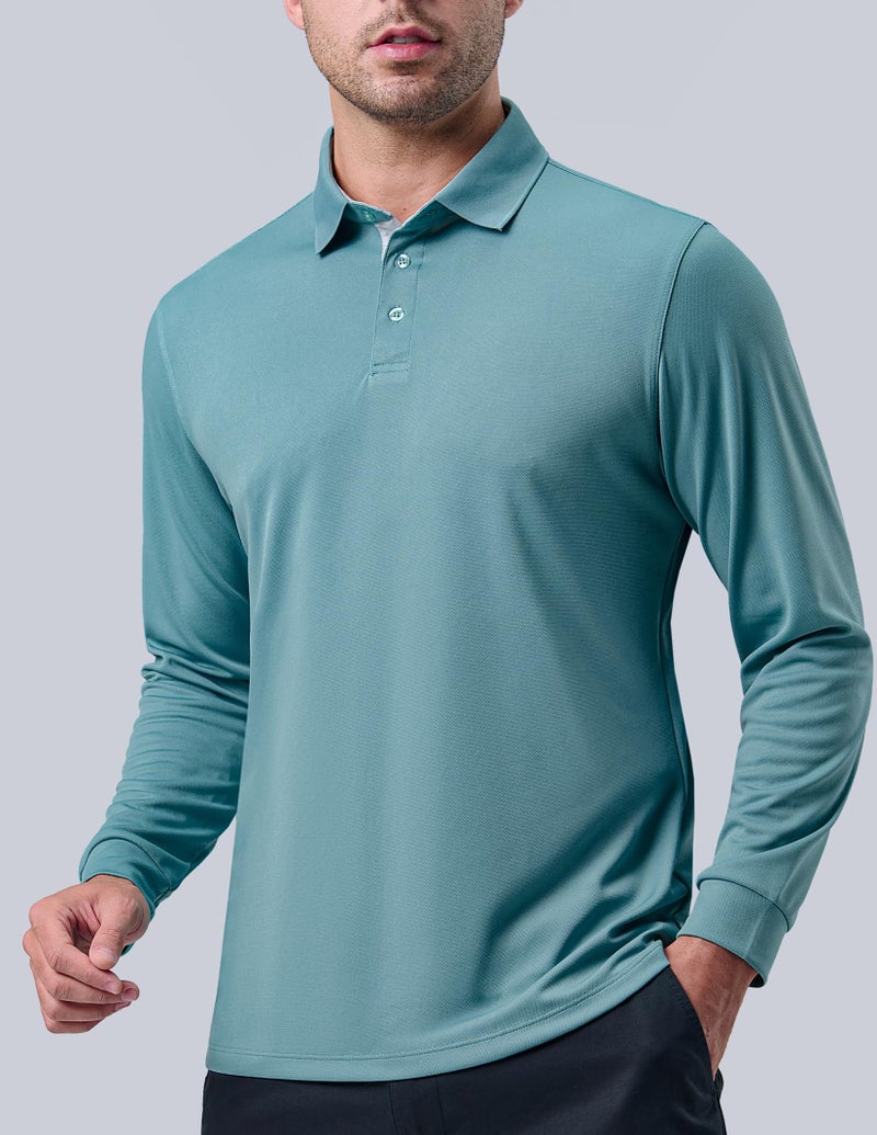Liberty Pro 3 Pack: Dry Fit Long Sleeve Polo Shirts for Men, Athletic Collared Golf T-Shirts Performance Tops (Set 3, X-Large) - Image 3