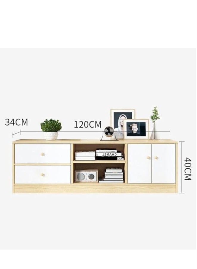 Generic TV Cabinet Modern TV Table Simple TV Stand Multifunctional Storage Cabinet for Office Living Room Bedroom(120*34*40cm，White) - Image 3