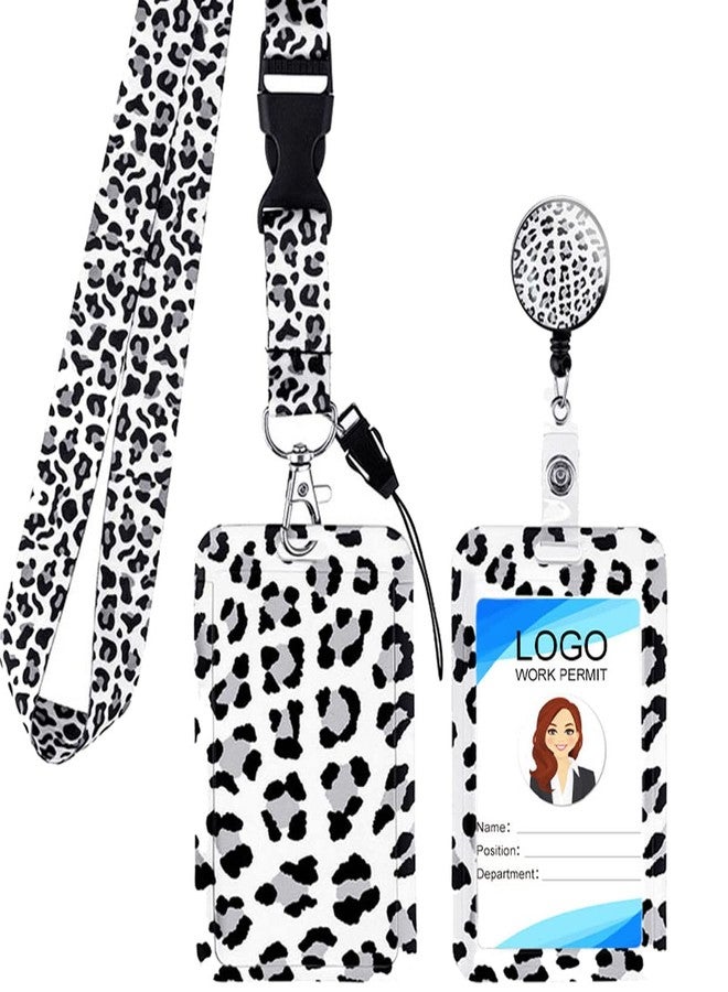 HASFINE Funny Leopard Lanyard with ID Badge Holder and Retractable Badge Reel,Detachable Lanyard Neck Strap with Vertical ID Card Holder, Ideal for Nurse Doctor Student Teachers Work Staff - Image 1