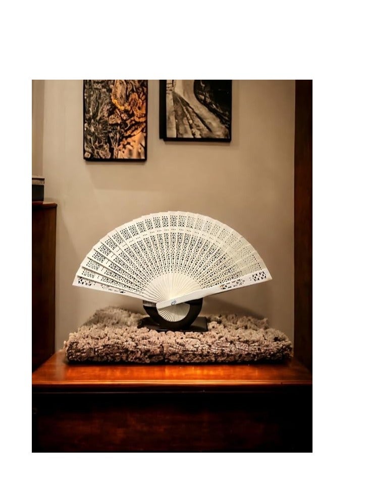 Handmade fan made of wood, number of outlets: 4, multi-coloured - Image 3