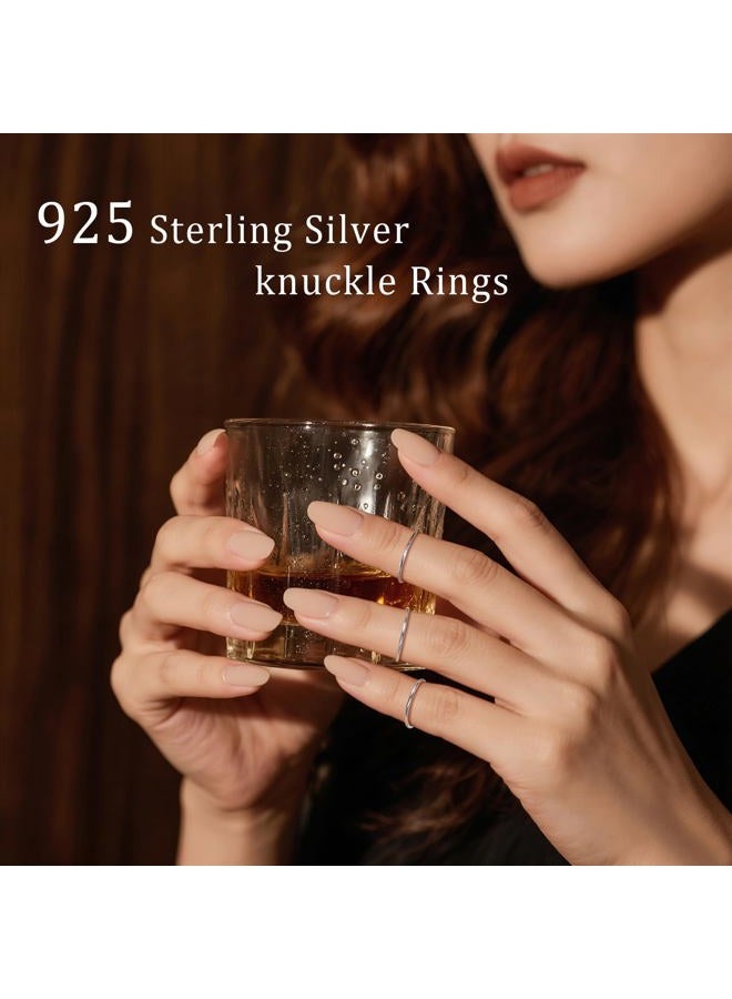 CANDYFANCY 925 Sterling Silver 1.2mm Stacking Midi Thin Rings Thumb Pinky Ring Stack Knuckle Rings for Women Band Ring Size 2.5-8.5, 4.25, Metal - Image 4