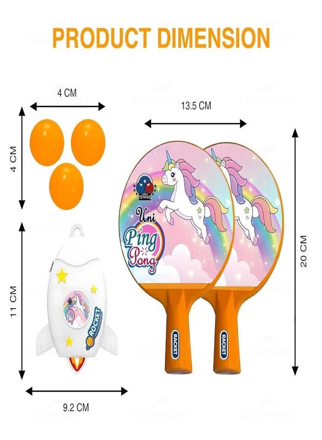 FITORIX Hanging Table Tennis Trainer for Kids Indoor Self Training Portable Ping Pong Set 10 Pieces 2 Racket 2 Balls 2 Hooks 1 Unicorn Hanger and 2 Unicorn Stickers in 1 Unicorn Box - Image 3