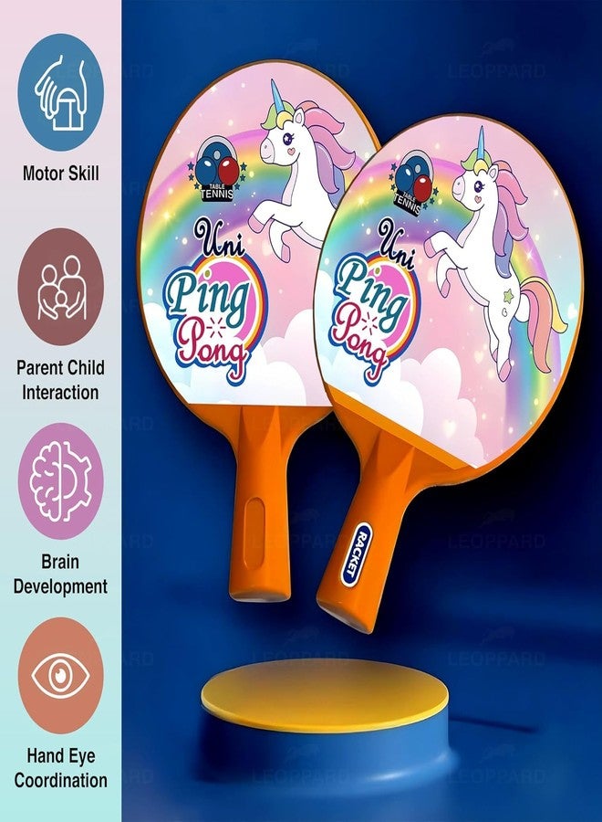 FITORIX Hanging Table Tennis Trainer for Kids Indoor Self Training Portable Ping Pong Set 10 Pieces 2 Racket 2 Balls 2 Hooks 1 Unicorn Hanger and 2 Unicorn Stickers in 1 Unicorn Box - Image 2