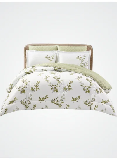 Donetella Bedding Comforter Set King Size, 6-Pcs Bed Set Fits 200x200 Cms -Printed Bedding Set-All Season- Brushed Microfiber (طقم مفرش سرير فندقي)