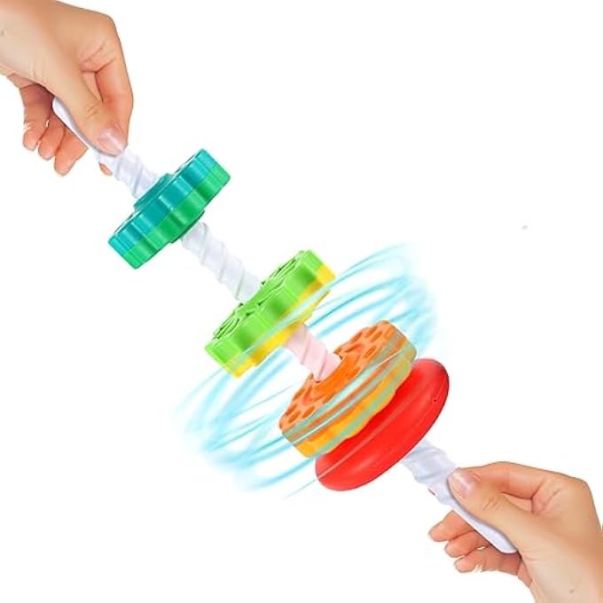 SPINNING STACKING TOYS - RAINBOW TOWER, KIDS STACKABLE SPINNING TOY, EDUCATIONAL TOY FOR TODDLERS 1-3, STRONG ABS PLASTIC, COLOR & SHAPE RECOGNITION, BUILDS SENSORY & MOTOR SKILLS - Image 4