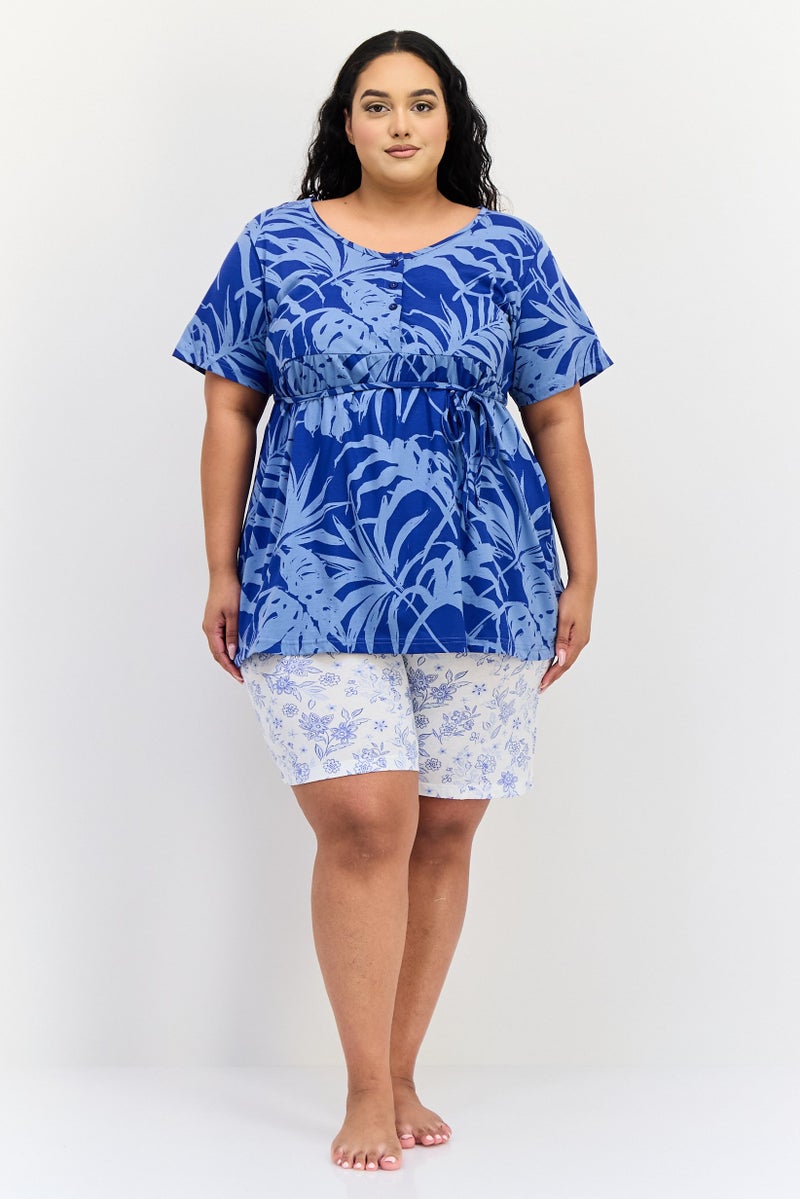 zivame قميص نوم قصير الأكمام بطبعة شاملة من كوكو × زيفامي للنساء، متعدد الألوان - Image 3