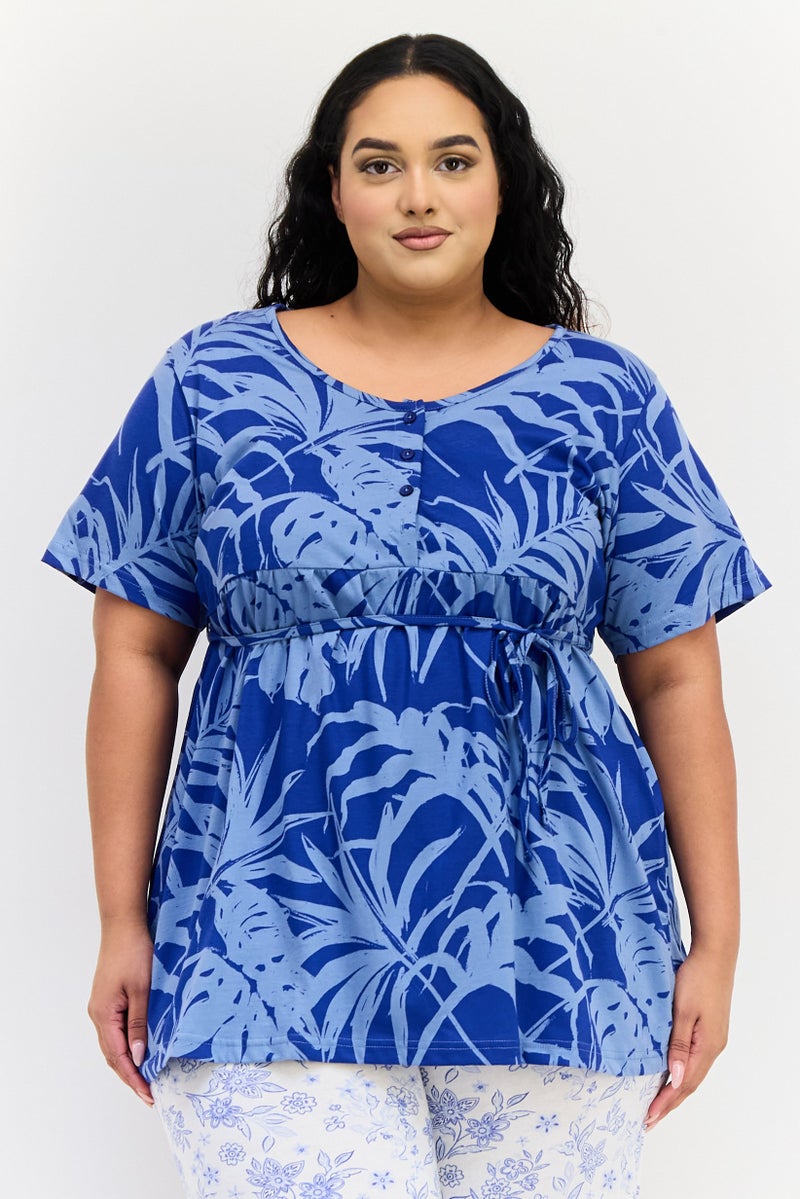 zivame قميص نوم قصير الأكمام بطبعة شاملة من كوكو × زيفامي للنساء، متعدد الألوان - Image 1