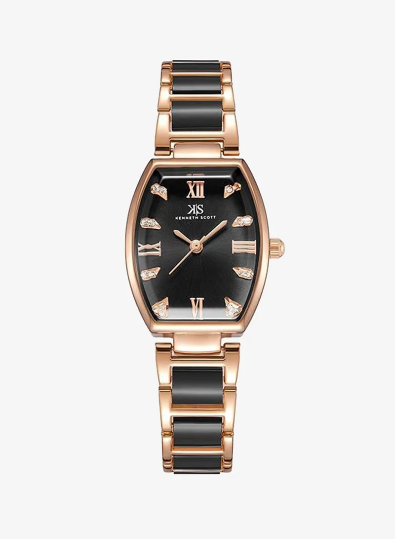 Kenneth Scott Women's Ceramic + Metal Analog Watch K23520-RCBB - 24 mm