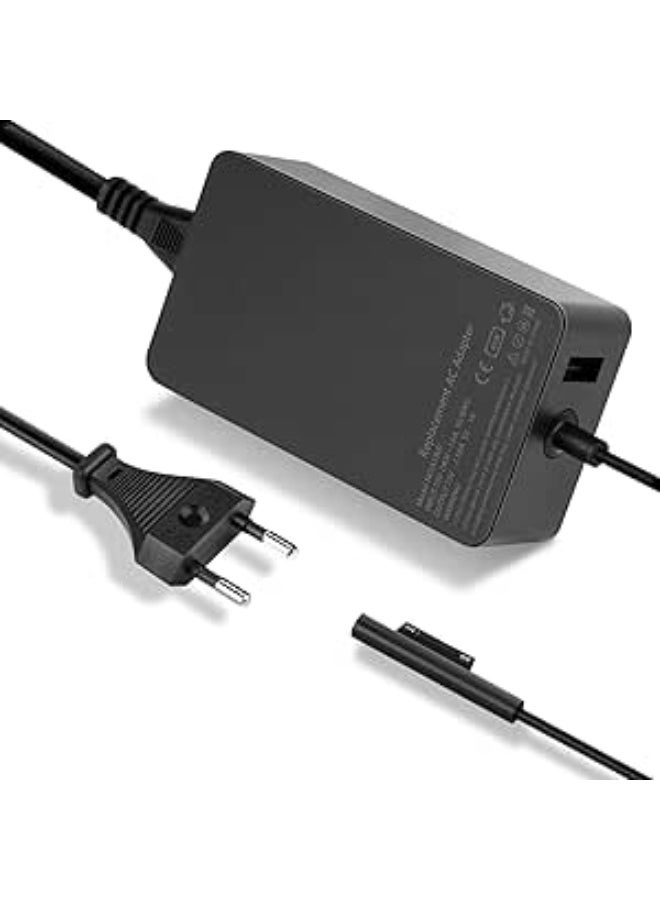 Surface Pro Charger, 44W 15V 2.58A (works with 39W/36W/24W) Microsoft Power Supply for Surface Pro 3/4/5/6, Windows Tablet, Surface Book 1/2, Surface Laptop 1/2, Surface Go, 5V 1A USB Port - Image 1