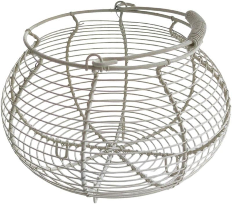 Egg Storage Basket Wire Egg Basket Fresh Egg Holder Metal Basket with Handle for Carrying Collecting Sturdy for Farmhouse S, White - Image 1