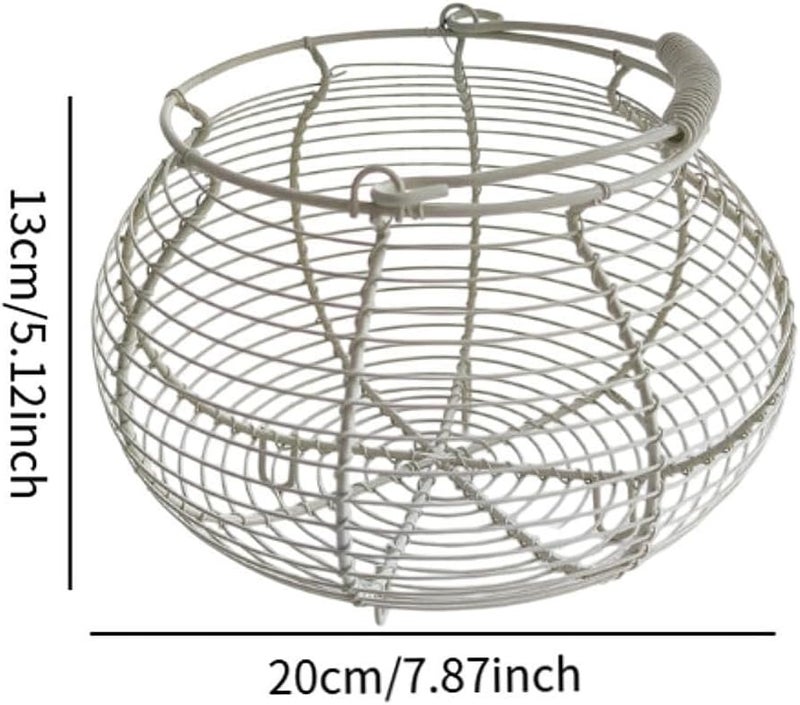 Egg Storage Basket Wire Egg Basket Fresh Egg Holder Metal Basket with Handle for Carrying Collecting Sturdy for Farmhouse S, White - Image 2