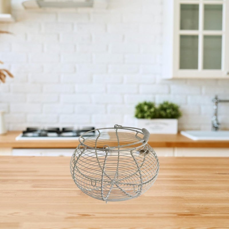 Egg Storage Basket Wire Egg Basket Fresh Egg Holder Metal Basket with Handle for Carrying Collecting Sturdy for Farmhouse S, White - Image 5