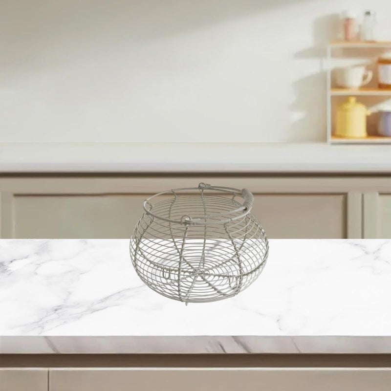 Egg Storage Basket Wire Egg Basket Fresh Egg Holder Metal Basket with Handle for Carrying Collecting Sturdy for Farmhouse S, White - Image 4