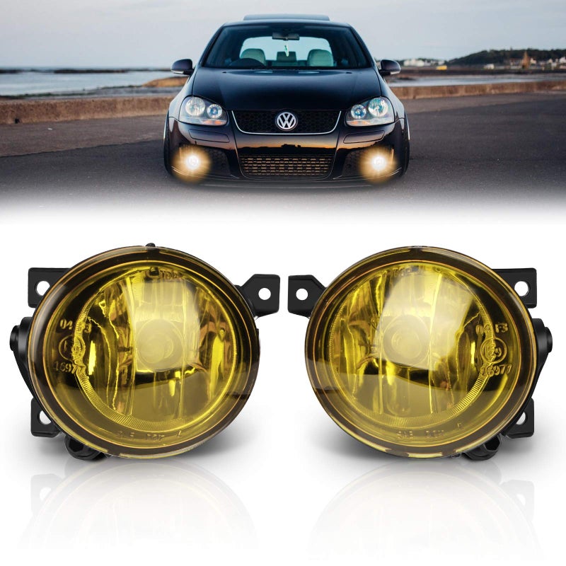 TangMiGe Fog Lights for Volkswagen GTIVolkswagen Jetta 2006 2007 2008 2009 2010 Premium VW GTIJetta Fog Lamps Replacement 1 Pair Yellow Lens