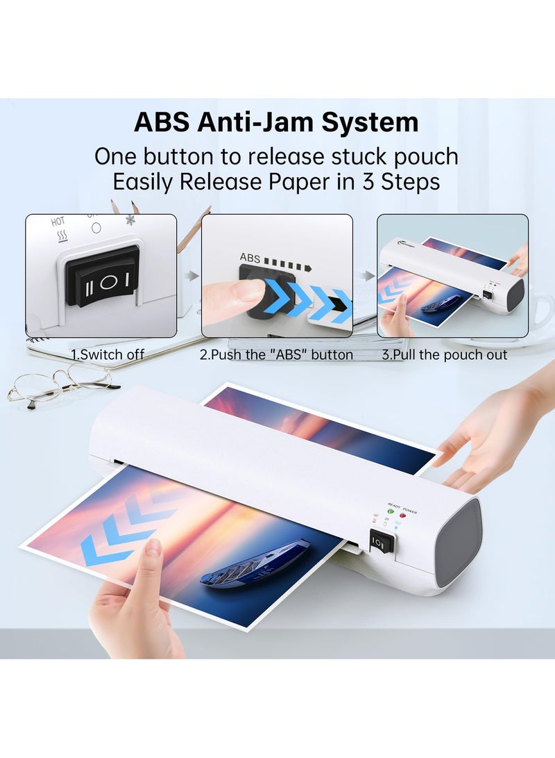 OSMILE Laminator Machine with 6 Laminating Sheets, 9 Inch Laminator Hot & Cold for A4/A5/A6, Thermal Laminating Machine for Home School Office - Image 4