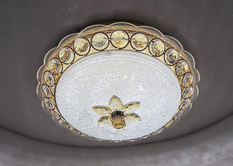 swanart Brilluxe Crystal Ceiling Light Modern LED Chandelier with Bluetooth Speaker and 3 Color Modes, 15.7" Flush Mount Ceiling Lamp for Bedroom, Living Room, Dining Room - Image 4
