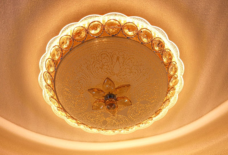 swanart Brilluxe Crystal Ceiling Light Modern LED Chandelier with Bluetooth Speaker and 3 Color Modes, 15.7" Flush Mount Ceiling Lamp for Bedroom, Living Room, Dining Room - Image 3
