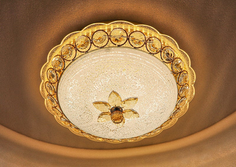 swanart Brilluxe Crystal Ceiling Light Modern LED Chandelier with Bluetooth Speaker and 3 Color Modes, 15.7" Flush Mount Ceiling Lamp for Bedroom, Living Room, Dining Room - Image 1