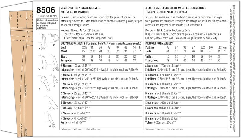 Simplicity Creative Patterns Sleeves for Tops, Vest, Jackets, Coats, A (10-12-14-16-18-20-22) - Image 2