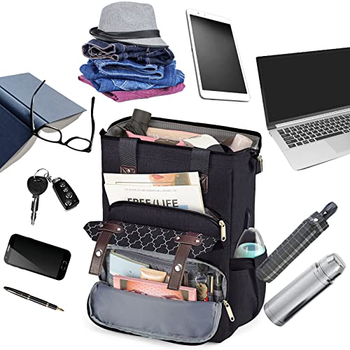 Kuosdaz Backpack for Women, School Backpacks for Teen Girls, Large Wide Open Backpack with USB Charging Port, 15.6 Inch Work Laptop Backpack, Black - Image 3