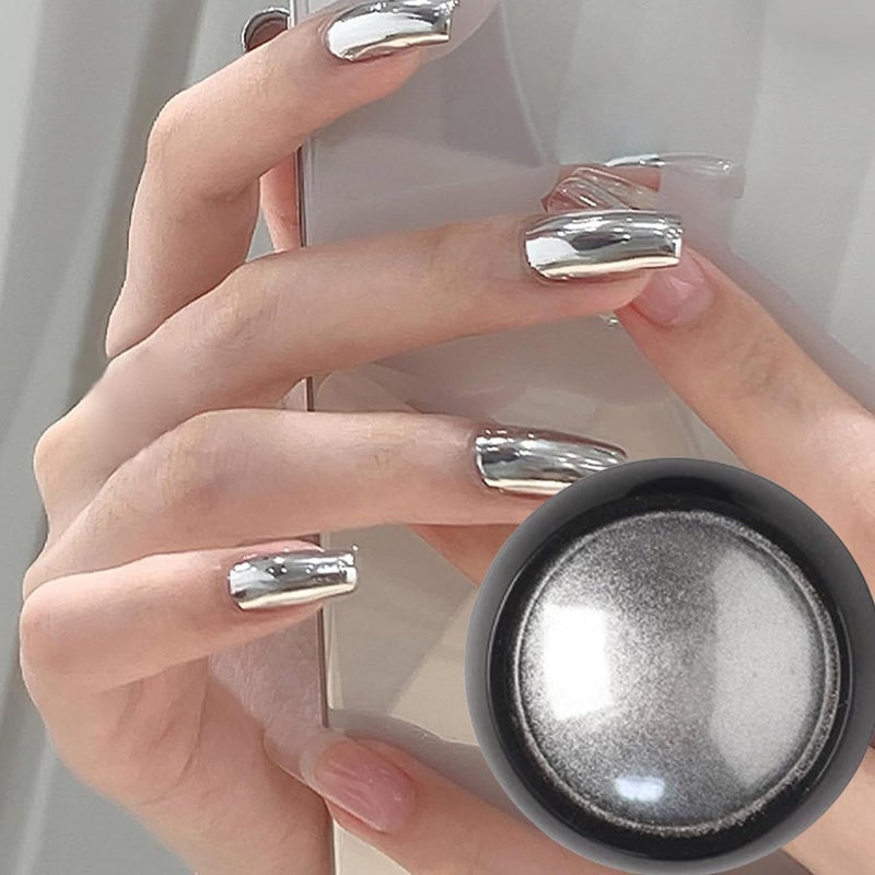 Vonrui Holographic Mirror Nail Powders Chrome Silver Effect Pure Metallic Dust Sequins UV Gel Nail Chrome Pigment for Nail Art Decoration,Silver Chrome Nail Powder - Image 4