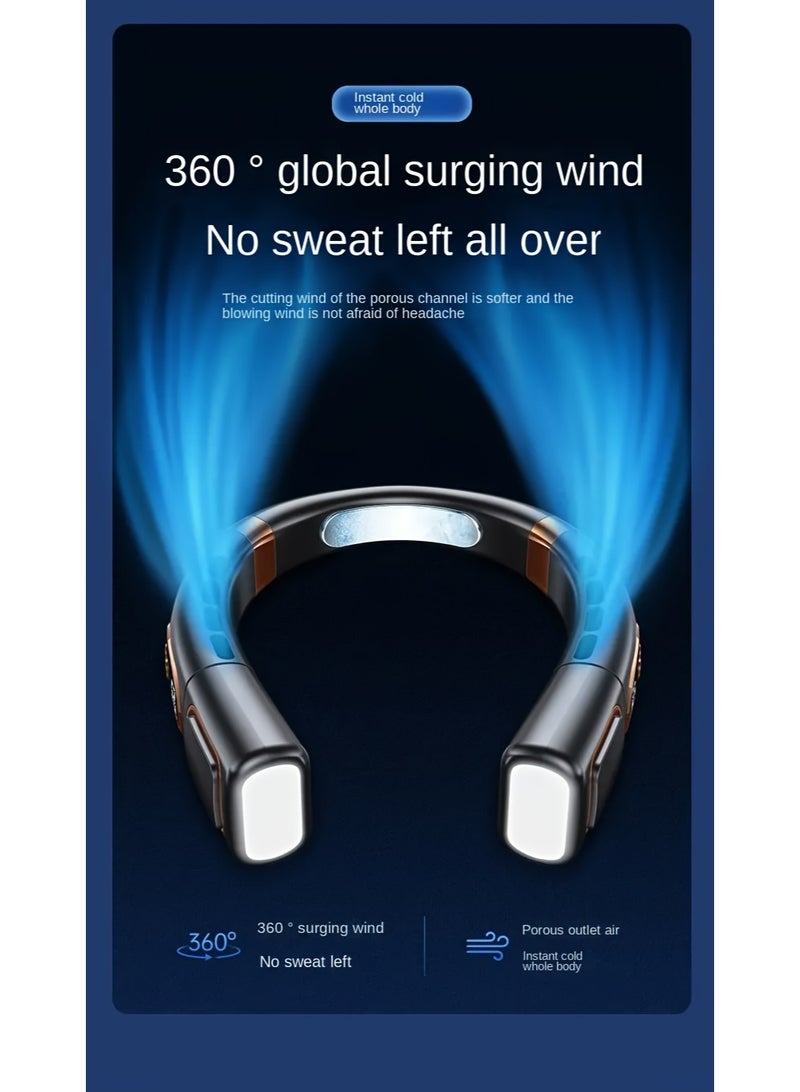 Nicor Portable Neck Fan, Rechargeable Bladeless Cooling Neck Fan, 5 Speeds Blow Cold Air Adjustable LED Digital Display, 4000 mAh Battery USB Rechargeable ,360° Airflow Silent noise reduction Personal Fan For Men and Women, Portable Camping Travel, Black - Image 3