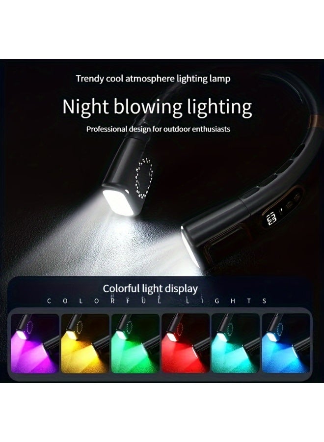 Nicor Portable Neck Fan, Rechargeable Bladeless Cooling Neck Fan, 5 Speeds Blow Cold Air Adjustable LED Digital Display, 4000 mAh Battery USB Rechargeable ,360° Airflow Silent noise reduction Personal Fan For Men and Women, Portable Camping Travel, Black - Image 4