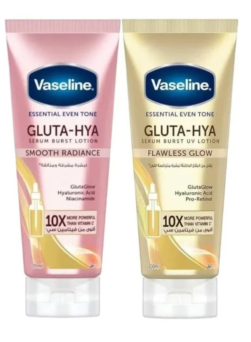 Vaseline ESSNTIAL EVIN TONE GLUTA-HYA(SMOOTH RADIANCE+FLAWLESS GLOW)LOTION 200+200ML - Image 1