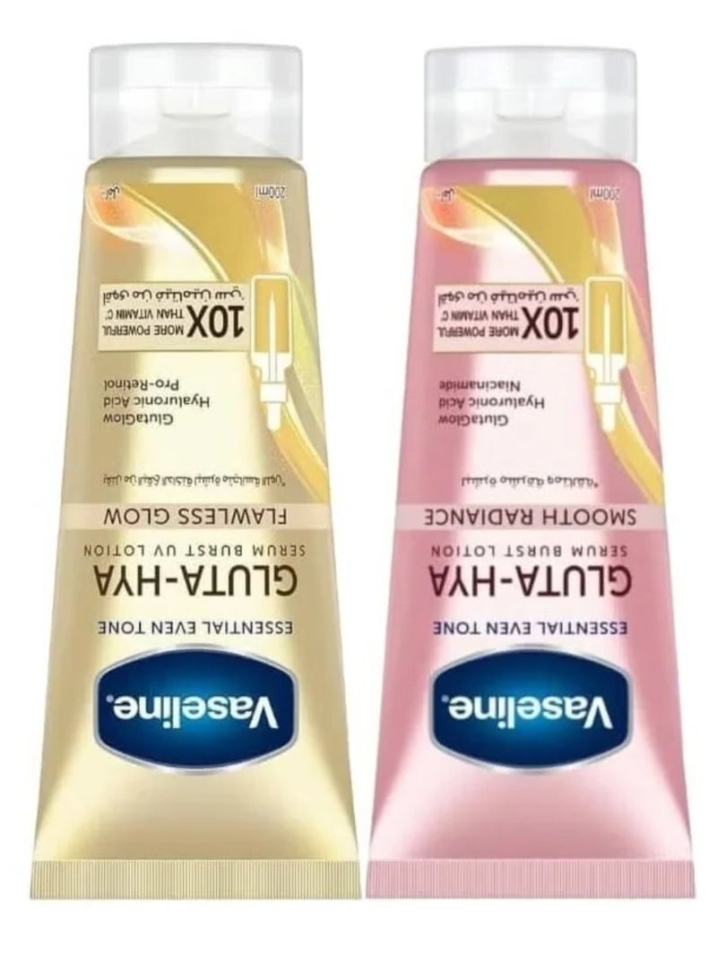 Vaseline ESSNTIAL EVIN TONE GLUTA-HYA(SMOOTH RADIANCE+FLAWLESS GLOW)LOTION 200+200ML - Image 2