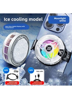 2025 SL59 Mobile Phone Radiator Magnetic Semiconductor Refrigeration Digital Display Icing Cooling Artifact Back Clip Two-Color:Sl59 White Icing Digital Display Model [free Back Clip]