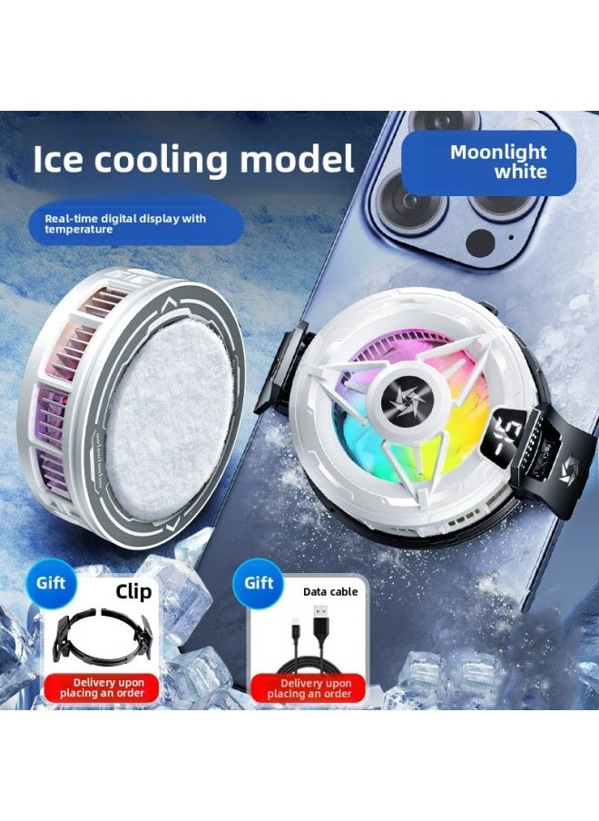Generic - 2025 SL59 Mobile Phone Radiator Magnetic Semiconductor Refrigeration Digital Display Icing Cooling Artifact Back Clip Two-Color:Sl59 White Icing Digital Display Model [free Back Clip] - Image 1