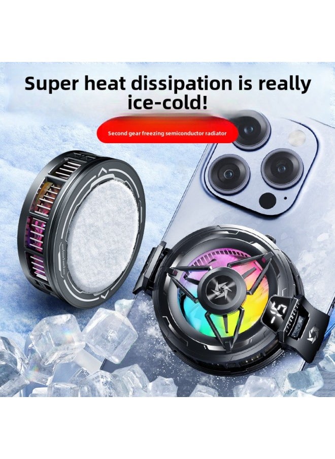 Generic - 2025 SL59 Mobile Phone Radiator Magnetic Semiconductor Refrigeration Digital Display Icing Cooling Artifact Back Clip Two-Color:Sl59 White Icing Digital Display Model [free Back Clip] - Image 1