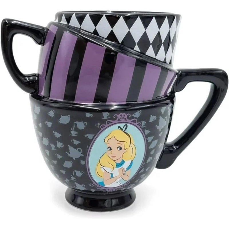 Silver Buffalo Disney Alice in Wonderland Stacked Teacup 3D Sculpted Ceramic Coffee Mug 20 Ounces