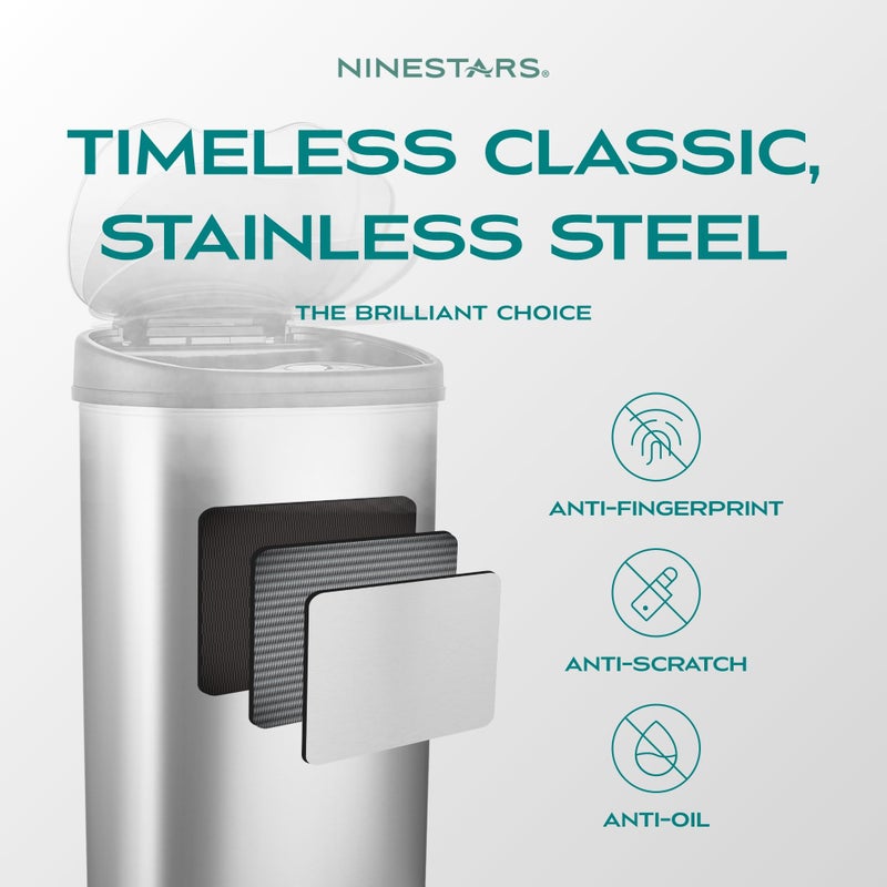 Ninestars DZT-50-25 Motion Sensor Trash Can, Large, Silver - Image 4